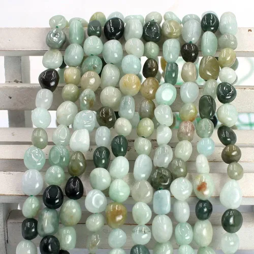 Vista 5 de Joyería artesanal natural de 0.236 x 0.315 in, forma libre, pepita, Birmania, una jadeíta, jade, piedras preciosas espaciadoras, cuentas sueltas
