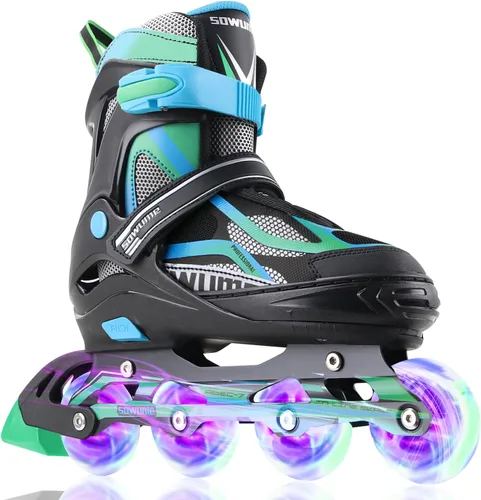 Vista 9 de Patines en línea ajustables para niñas y niños, patines con todas las ruedas iluminadas, patines para mujer para niños y adultos, hombres, mujeres