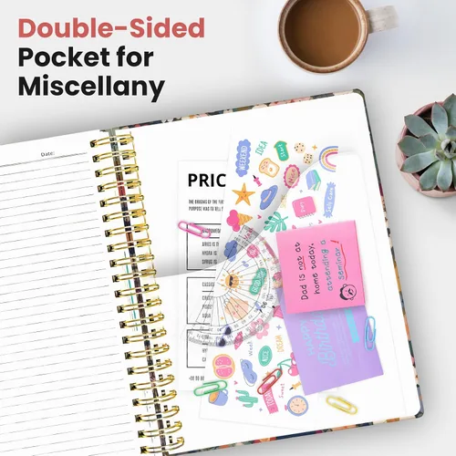 Vista 6 de Cuadernos grandes con forro en espiral para el trabajo con divisores y pestañas extraíbles, 8.5 x 11 pulgadas, bonito cuaderno de tapa dura de 5