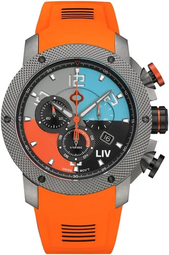 Vista 11 de LIV GX1 - Reloj clásico resistente con cronógrafo suizo de 1.77 pulgadas, 316L SS, 3D multicapa con fecha rápida, resistente a los arañazos Caja IP
