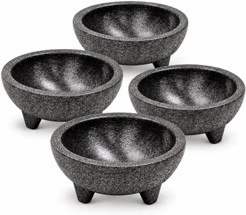 Vista 5 de Winco Molcajete - Cuencos para salsa, 4 onzas, color negro, juego de 4