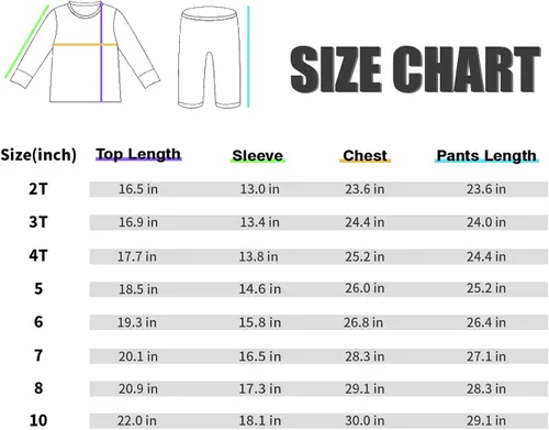 Vista 6 de A&J DESIGN Conjuntos de pijama de 2 piezas 100% algodón para niños pequeños y niños