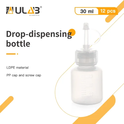 Vista 2 de ULAB 12pcs Vol.1.0 fl oz (1oz) botellas dispensadoras de gota, material de LDPE, PP y tapas de rosca, botellas de goteo de laboratorio y arte