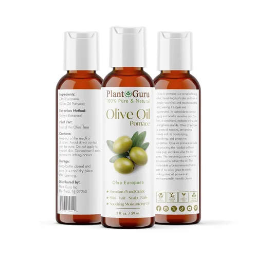 Vista 2 de Plant Guru Aceite de oliva Pomace de 2 onzas líquidas. Hidratante portador natural 100% puro para el crecimiento de la piel, el cuerpo, la cara