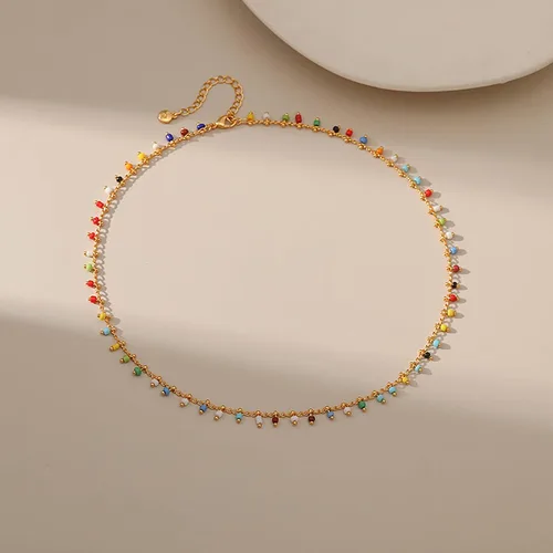 Vista 95 de Gargantilla con cuentas para mujer, chapada en oro de 18 quilates, gargantilla delicada para mujer