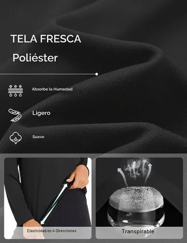 Vista 7 de MAGCOMSEN Camiseta de manga larga para mujer, con cremallera de un cuarto 01-Negro