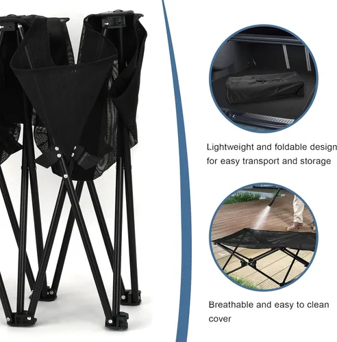 Vista 5 de Cama elevada para mascotas con malla transpirable, cama plegable para perro, cuna elevada para mascotas con bolsa de transporte, catre portátil