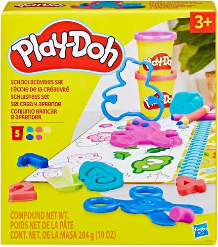 Vista 2 de Play Doh - Juego de aprendizaje creativo que incluye mantel, calcomanías, 5 cortadores de animales, 10 sellos, 3 herramientas y 5 latas de masa