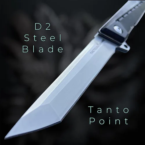 Vista 2 de TACTICAL GEARZ Cuchillo plegable de bolsillo para EDC, mango G10, hoja tanto de acero D2, incluye funda (Nyx)