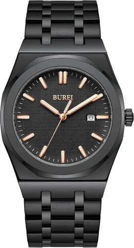Vista 8 de BUREI Men Watches Gifts for Men Fashion Stainless Steel Analog Quartz Waterproof Watches for Mens