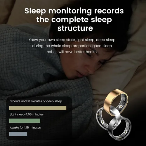 Vista 2 de Anillos de salud inteligentes para mujeres y hombres, rastreador de actividad con frecuencia cardíaca, oxígeno en sangre, HRV, monitor de sueño