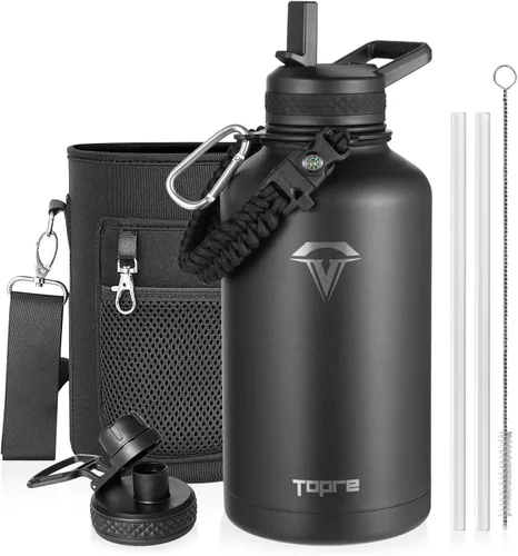 Vista 31 de Topre Botella de agua aislada de 32 onzas, botella de agua al vacío de acero inoxidable, sin BPA y a prueba de fugas - con asa de paracord, correa