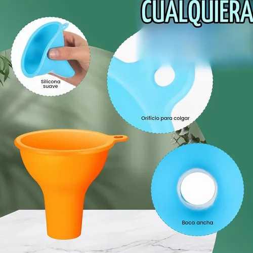 Vista 3 de Embudos de silicona 4 piezas de embudo de boca ancha de 3.2 pulgadas de ancho flexible para salsa de condimentos para el hogar, restaurante, cocina
