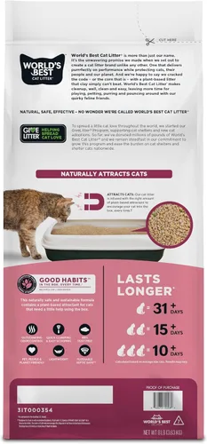 Vista 2 de LA MEJOR ARENA PARA GATOS DEL MUNDO Arena Good Habits para atraer gatos Atrayente natural a base de plantas Arena de maíz para gatos múltiples
