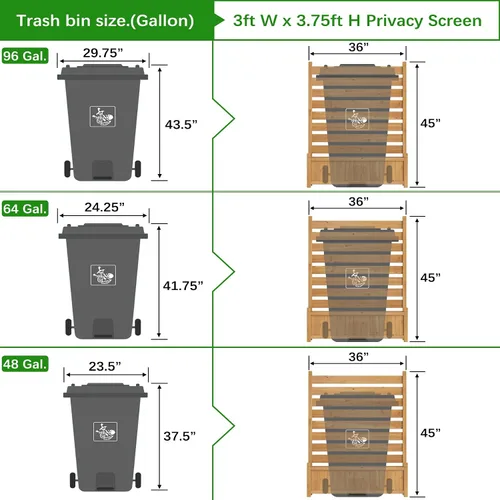 Vista 7 de GDLF Valla para Aire Acondicionado, Pantalla de Privacidad de Madera para Exteriores con Jardinera para Bote de Basura, Equipo de Piscina, Kit Sin
