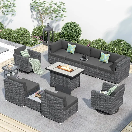 Vista 34 de HOOOWOOO Patio Sectional Furniture Set,2 Piece Couch Set with 2 Matching Armless Chairs(Beige)