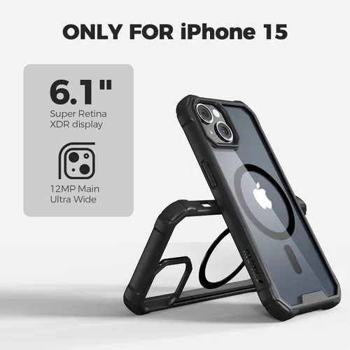 Vista 2 de RAPTIC Funda magnética Air para iPhone 15, funda protectora transparente a prueba de golpes, grado militar probada para caídas de 10 pies, funda