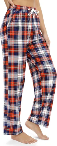 Vista 2 de Alimens & Gentle Pantalones de pijama para mujer, elásticos, con cordón, cómodos, con bolsillos