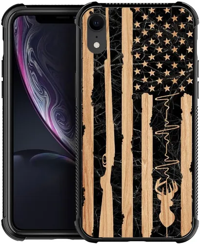Vista 35 de DJSOK Funda compatible con iPhone XR, H American Eagle Flag con cuatro esquinas, protección a prueba de golpes, TPU suave y patrón de policarbonato