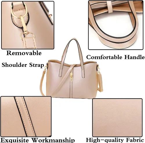 Vista 7 de Juego de 4 bolsos de mano para mujer, con asa superior, bolso cruzado y tarjetero