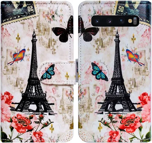 Vista 17 de Bcov Funda para Galaxy S10 Plus, de piel con diseño de mandala de colores brillantes, con ranura para tarjetas, soporte para Samsung Galaxy S10
