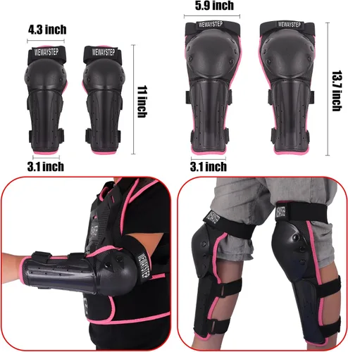 Vista 6 de Armadura de Bicicleta de Tierra para Niños - Equipo Protector de Motocross con Protector de Pecho, Rodilleras y Coderas para Ciclismo y Conducción