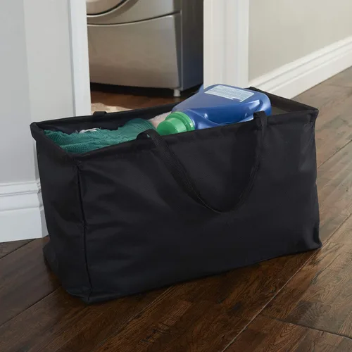Vista 5 de Household Essentials 2212-1 Krush - Bolsa multiusos de lona reutilizable para compras de comestibles y lavandería, color negro
