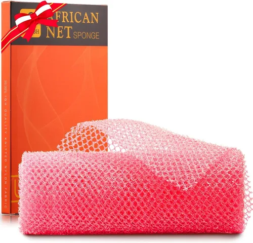 Vista 16 de UJFQBH African Net Sponge Authenti, exfoliante corporal para espalda y zonas de difícil acceso, exfoliante diario suave para limpieza profunda Gris
