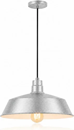 Vista 11 de Lámpara colgante blanca industrial de granero de 17 pulgadas, cable Blanco
