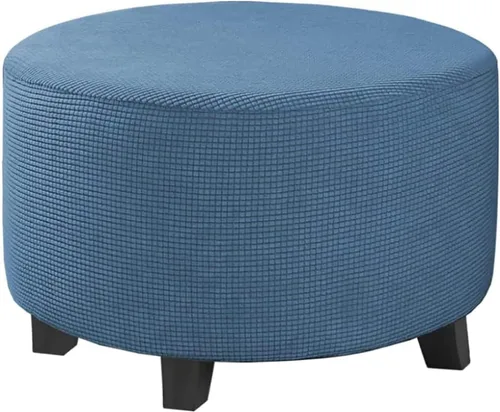 Vista 11 de Fundas elásticas para otomanas, fundas otomanas redondas, fundas extraíbles para reposapiés, fundas protectoras otomanas de almacenamiento para sala