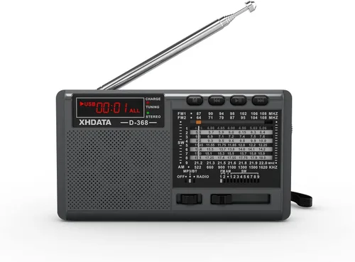 Vista 9 de XHDATA R108 Radio Portátil AM/FM/SW/LW/Airband Receptor de Onda Corta Radio Operado por Batería con Buena Recepción, Excelente Sonido Altavoz