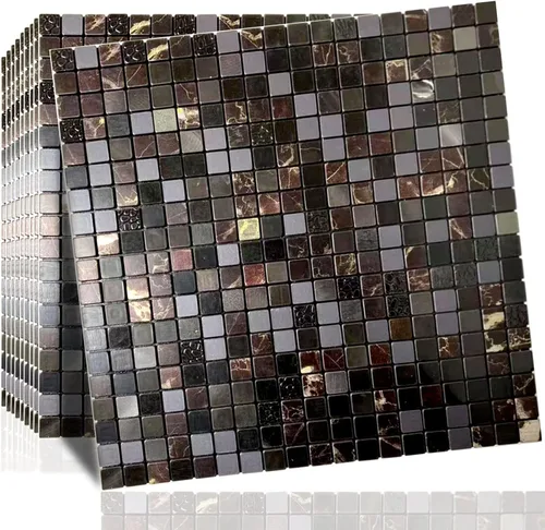 Vista 8 de XUANINY Azulejos Adhesivos de Pared para Cocina, Baño, Chimenea, Mosaico de Aluminio Metálico Autoadhesivo (12"x12") (5, Estampado Amarillo y Verde)