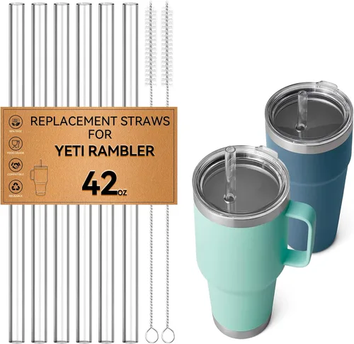 Vista 10 de Pajitas para vasos YETI de 25 onzas y 26 onzas, popote de repuesto para vasos Yeti Rambler con tapa de pajilla, popote de plástico transparente
