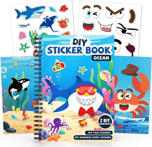 Vista 10 de Libro de calcomanías reutilizables de animales para niños pequeños, calcomanías 3D divertidas de gelatina de animales, calcomanías lavables