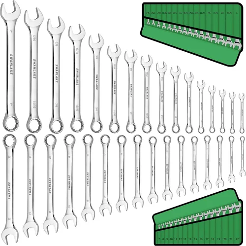 Vista 9 de SWANLAKE GARDEN TOOLS Juego de llaves SAE de 15 piezas, juego de llaves combinadas premium con muesca en V, SAE de 1/4" a 1", par máximo, 12 puntos