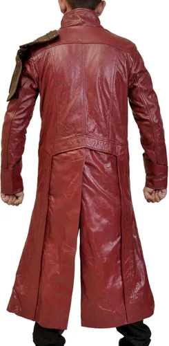 Vista 6 de Prime-Fashion Mens Distressed Maroon Star Protector King Costume Jacket Abrigo de piel sintética granate