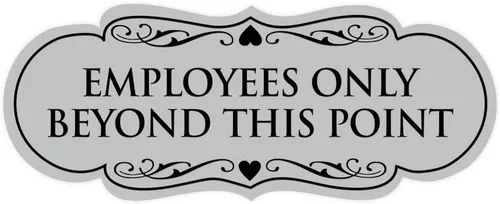 Vista 21 de Signs ByLITA Designer Employees Only Beyond This Point - Letrero (negro), tamaño mediano
