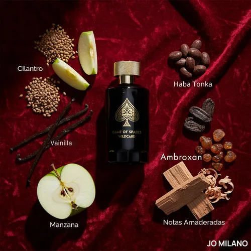 Vista 3 de Jo Milano Game of Spades Wildcard Parfum Spray 3.4 oz (3.4 fl oz) Vainilla, manzana, tonka, madera de Oud, aroma a bergamota Fragancia