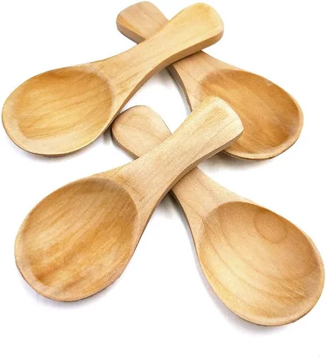 Vista 2 de 10 cucharas de sal de madera pequeñas hechas a mano, mini condimentos de azúcar, cucharadita de miel de madera maciza para bebé, café, té
