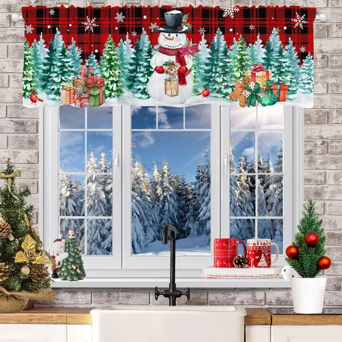 Vista 11 de Cortinas de Navidad de Hexagram para sala de estar, cortinas de árbol de Navidad de 63 pulgadas de largo para sala de estar juego de 2 paneles Negro