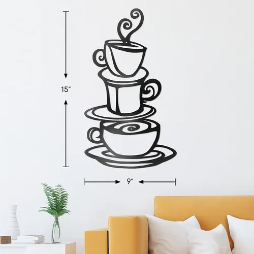 Vista 2 de Vivegate Decoraciones de café - Decoración de pared de metal de 15 x 9 pulgadas para cafeterías y cocina