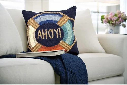Vista 3 de Liora Manne Decorativo, insertos y fundas Ahoy azul marino, cojines de 18 x 18 pulgadas