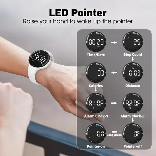 Vista 6 de L LAVAREDO Relojes para hombre, reloj deportivo digital con temporizador, alarma vibratoria dual, reloj de pulsera para hombres y mujeres