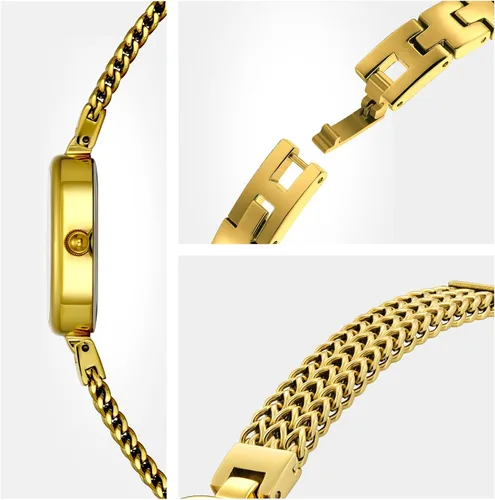 Vista 5 de BERNY Relojes pequeños de oro para mujer, impermeable, delicado, reloj de pulsera vintage para mujer, relojes analógicos de cuarzo para muñecas