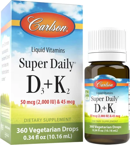 Vista 9 de Carlson - Super Daily D3 + K2, 50 mcg D3 + 45 mcg MK-7, salud del corazón y los huesos, 90 gotas líquidas, 0.08 onzas líquidas