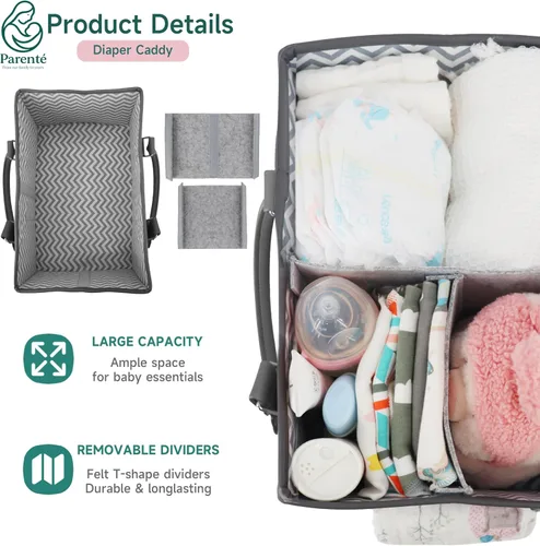 Vista 4 de Organizador de pañales: organizador portátil de bebé para cosas de bebé, artículos esenciales para recién nacidos, organizador con asa, regalos