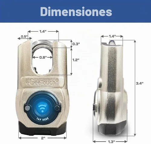 Vista 8 de 5ª generación - Candado inteligente para exteriores – (diseño único, anticorte) Bluetooth y NFC sin llave, seguridad resistente a la intemperie