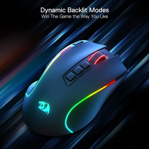 Vista 7 de Redragon Ratón para juegos M612 PRO RGB, 8000 DPI con cableinalámbrico ratón óptico con 9 botones programables y 7 modos retroiluminados, BT y 2.4G