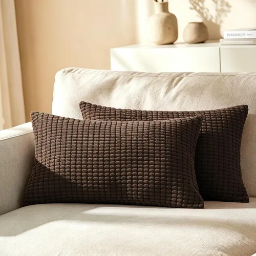 Vista 32 de CaliTime Fundas de Almohada Decorativas Paquete de 2 Cómodas de Pana Acanalada a Rayas Waffle Fundas de Cojines Decorativos para Sofá Cama