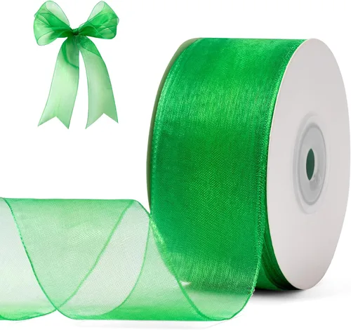 Vista 15 de Cinta de organza roja para envolver regalos, cinta transparente brillante de 2 pulgadas para ramos, bodas, festivales, 50 yardas cada rollo